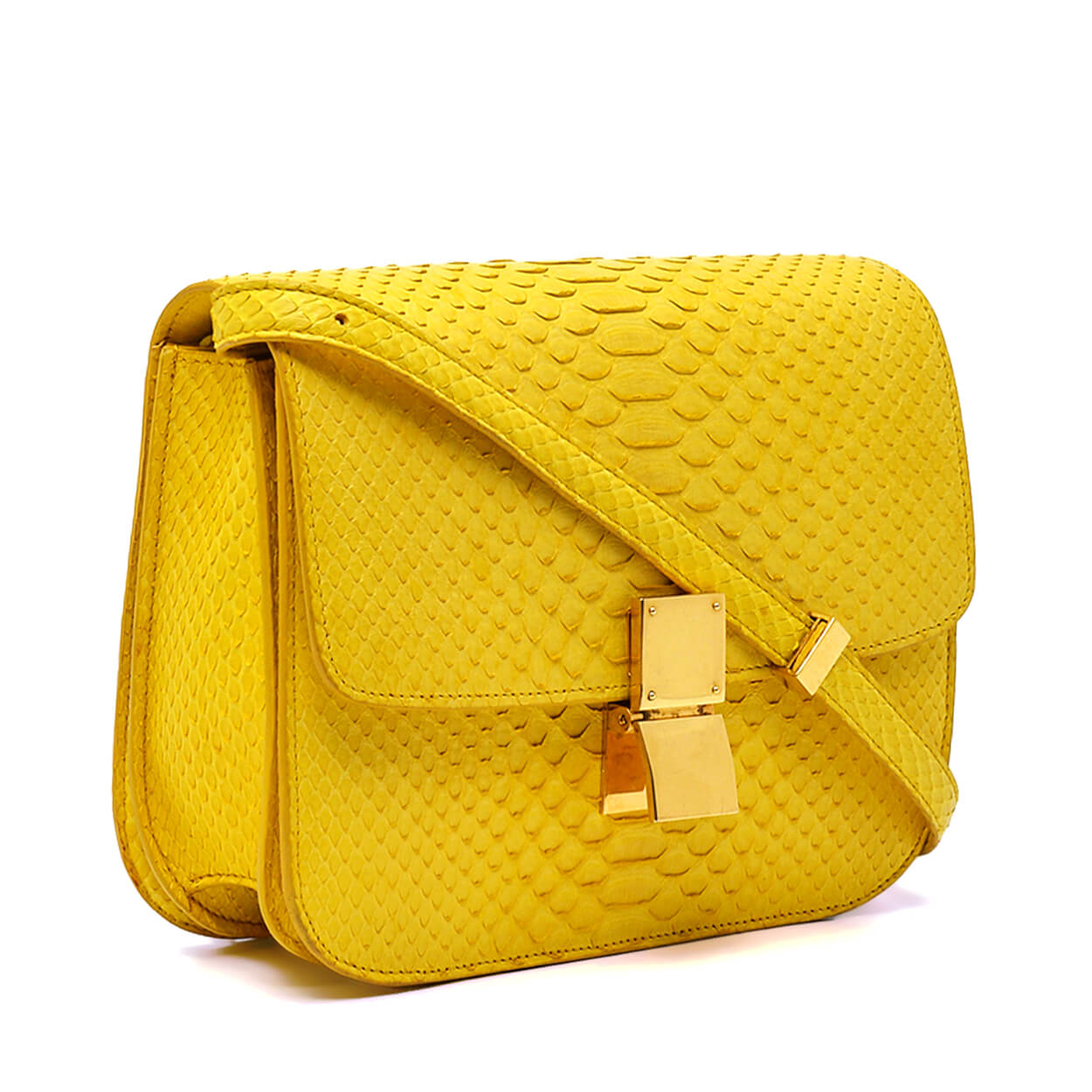 Celine - Yellow Python Leather Medium Classic Box Bag